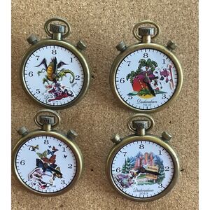 WI Destination 2010 Graphic Pocket Watch Set of 4 Gold Tone Knoxville Dragon